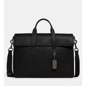 Coach Sullivan Black Pebbled Leather Briefcase Laptop Bag office grandpacore